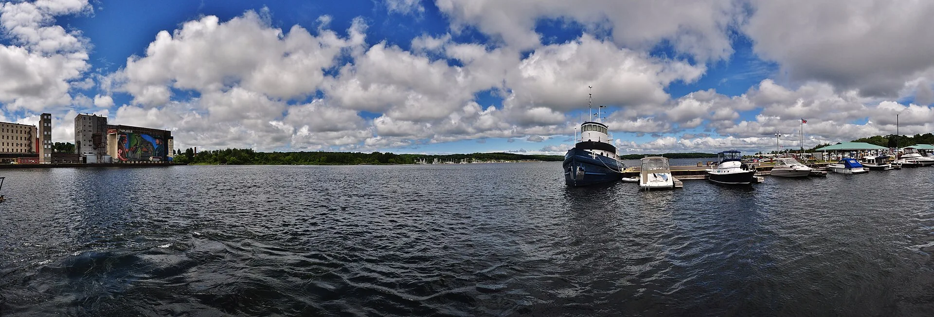 Aerial view of Midland harbour on Georgian Bay, Ontario