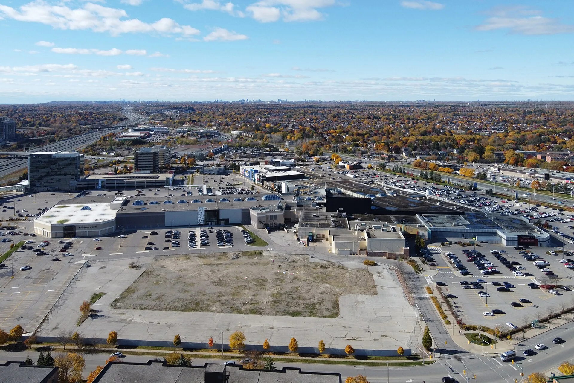 Aerial view of Pickering city centre, Ontario