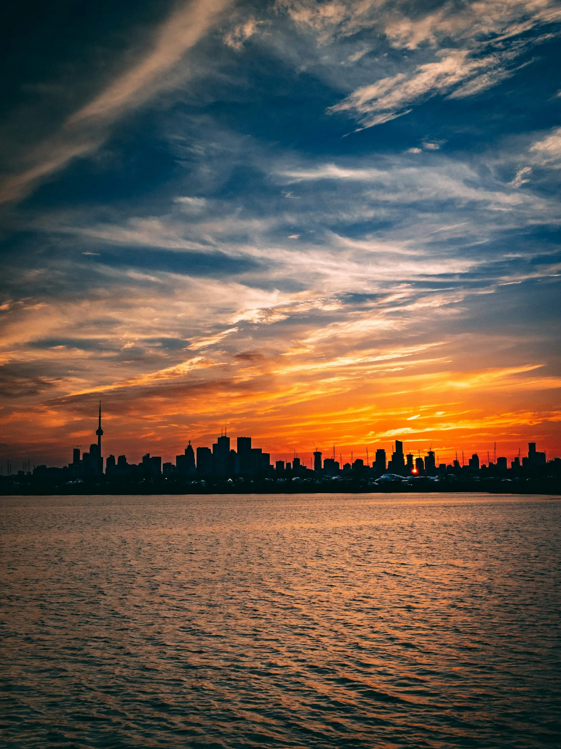 Aerial view of Toronto skyline with CN Tower, Ontario