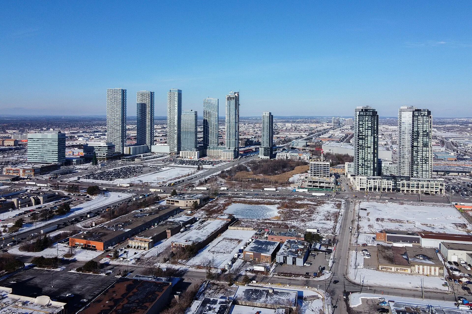 Aerial view of Vaughan Metropolitan Centre near Woodbridge, Ontario