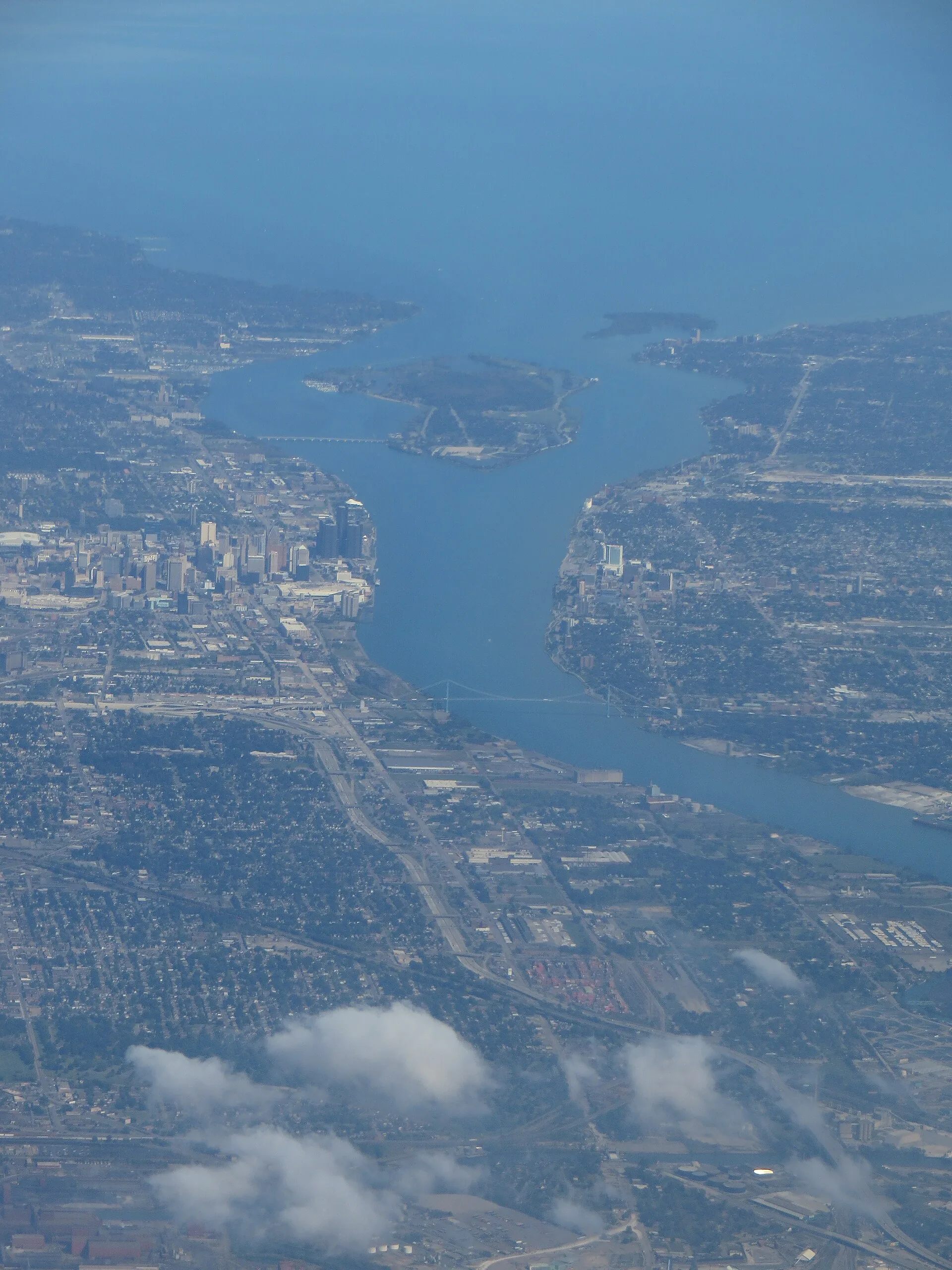 Aerial view of Windsor and the Detroit River, Ontario