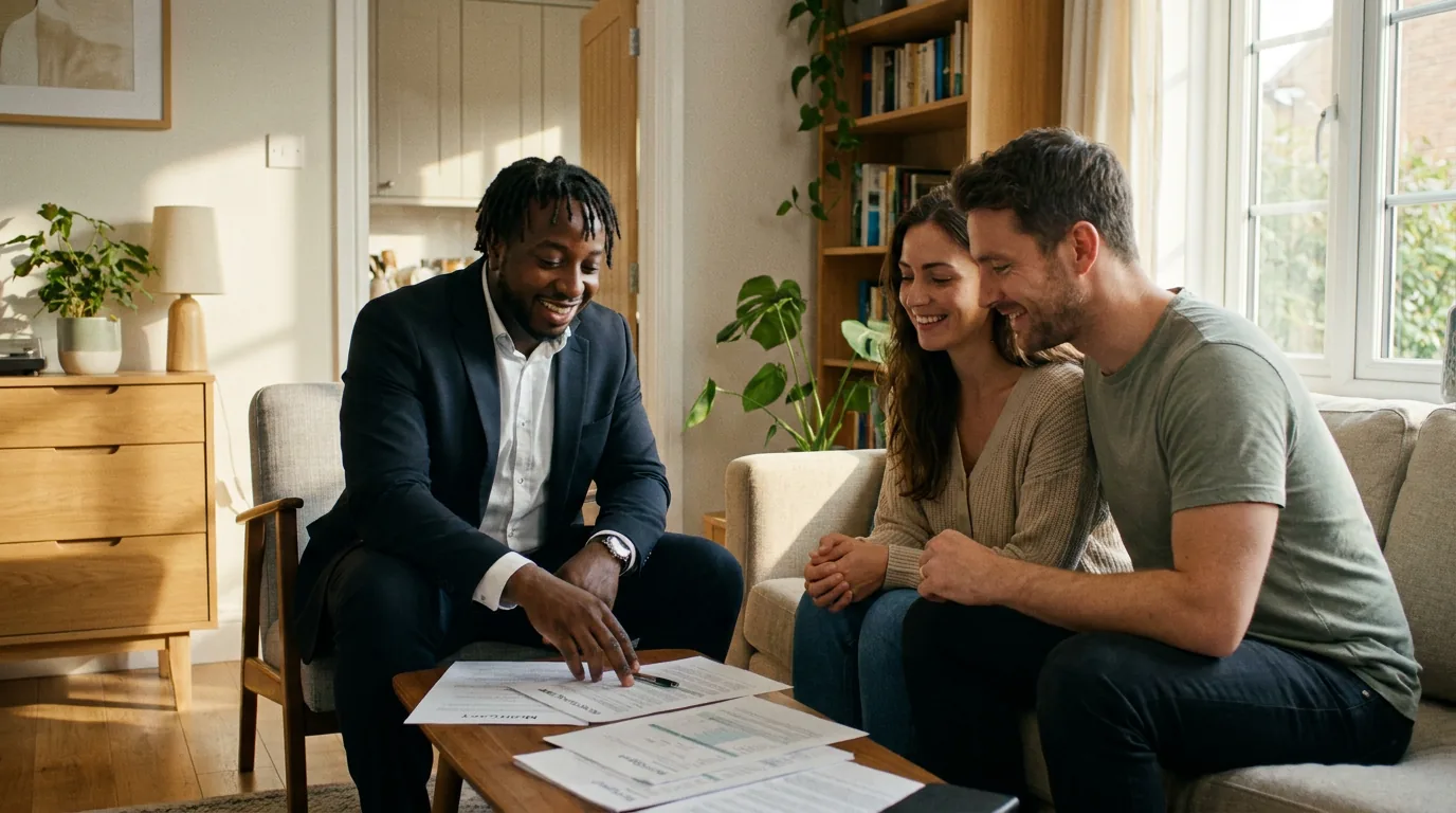 Bobby Faboyede reviewing a mortgage refinance with an Ontario couple